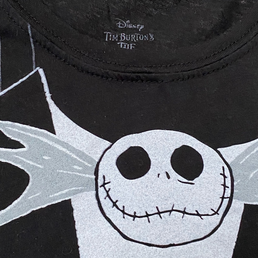 Disney Jack Skellington Tim Burtons Nightmare Before Christmas Blk White T-Shirt - Picture 6 of 7